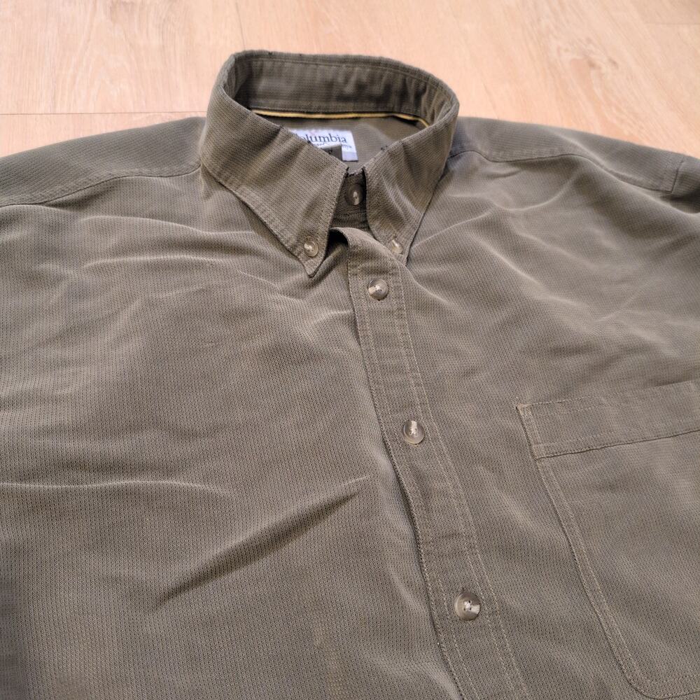 VTG Columbia Men's Large Button Up‎ Shirt Skater Grunge Faded Gray Green